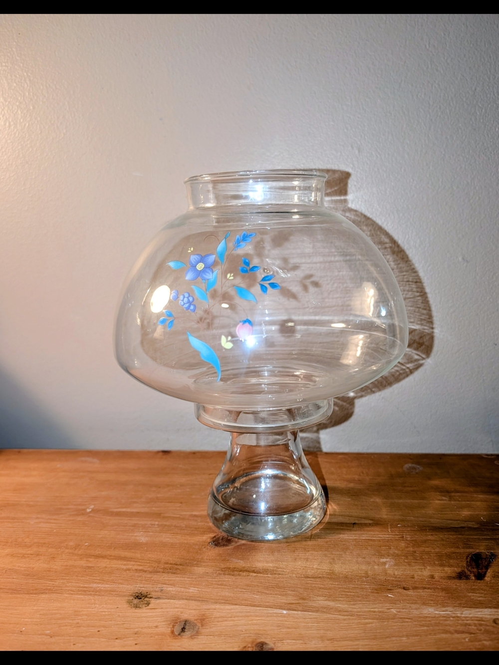 Pfaltzgraff April Clear Glass Floral Hurricane Lamp